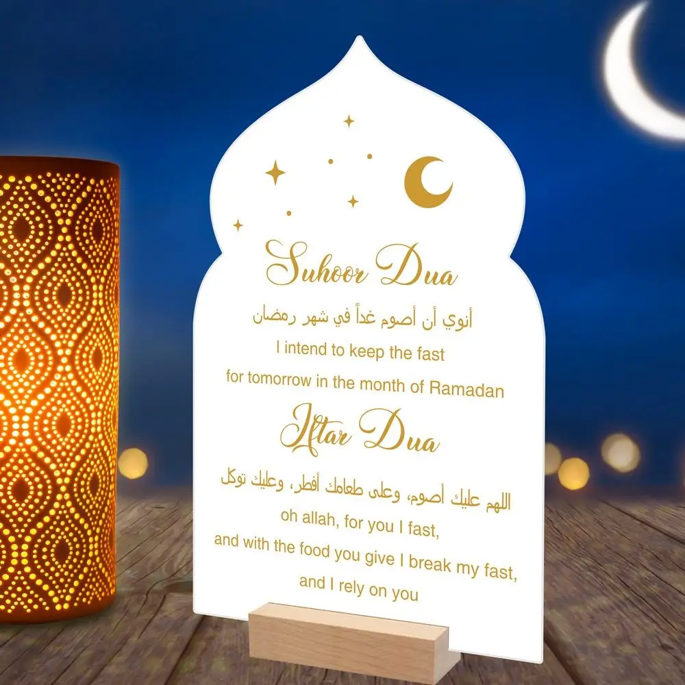 

Acrylic Ramadan Calendar Board Attractive Reusable Wooden Base Table Ornament with Pen Eid Advent Ornament Home