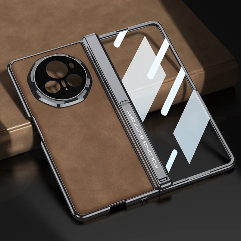 Luxury Plating Frosted Leather Case For Honor Magic V3 Magnetic All-included Hin
