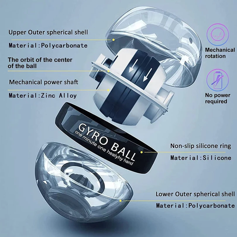Wrist Exerciser Gyro Ball For Strengthen Arms Fingers Wrist Bone Auto-Start Strengthener Forearm Exerciser