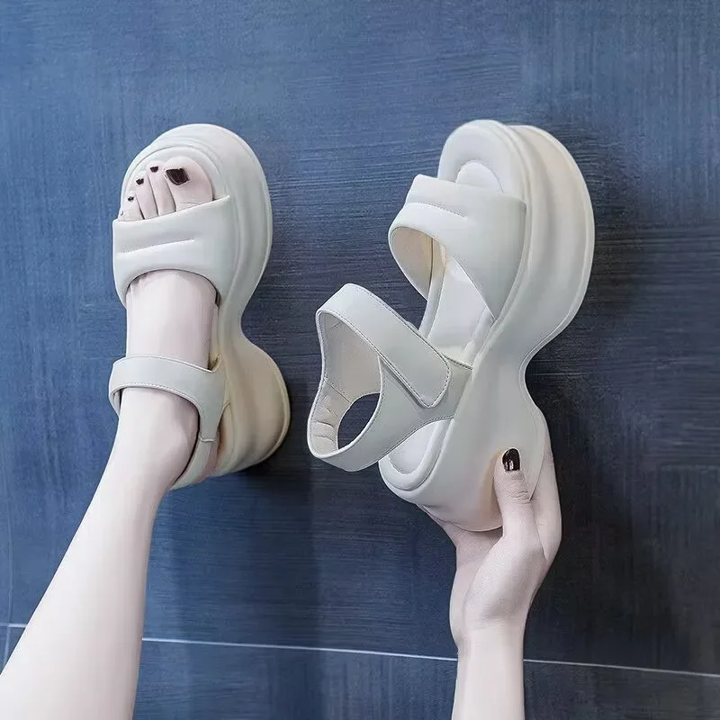 Peep Toe Super High Thick Bottom Leisure Summer Shoes Platform Vacation Slingback Women Sandals