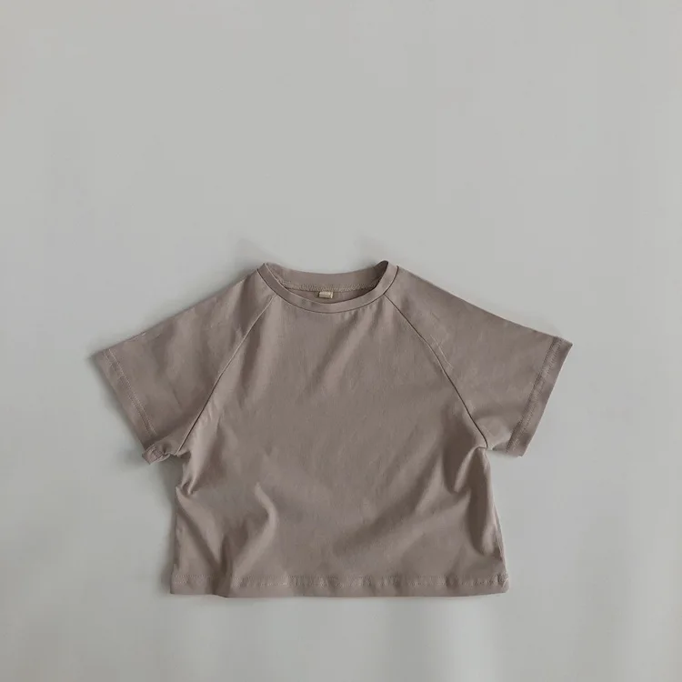 Summer Children T-shirts Solid Color Cotton Tees for Kids New Fashion Boys and Girls Short Sleeve Top 2-7T Clothes