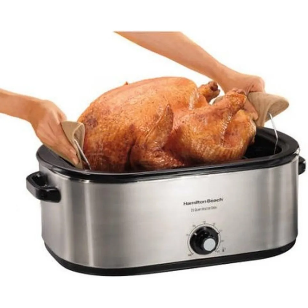 28 lb 22-Quart Roaster Oven with Self-Basting Lid (Stainless Steel)