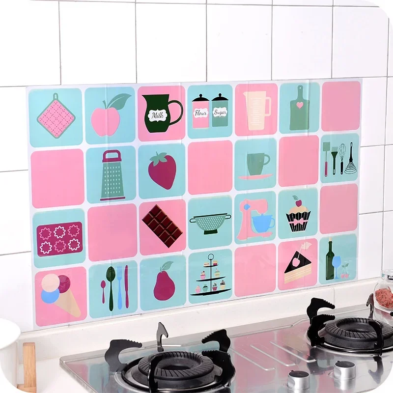 Wall Stickers Cartoon Cat Fruit Printed Self-adhesive Anti-fouling Anti-oil PVC Material 45*75CM Kitchen
