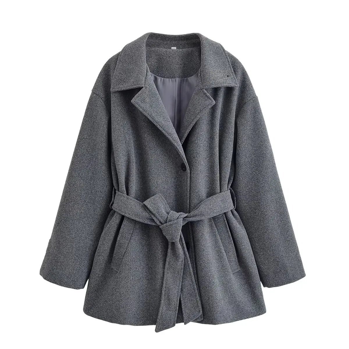 Women Autumn Winter Fashion With Belt Casual Coat Female Solid Long Sleeve Button Slim Wool Coat Lady Elegant Jackets Streetwear