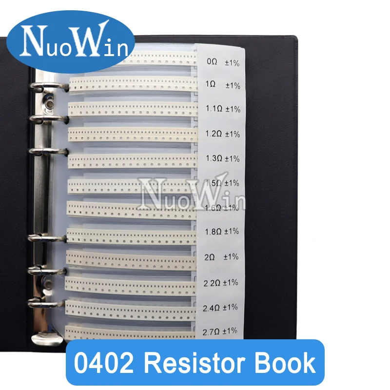 Metal Film Resistor SMD Resistor SMD Chip Resistor SMD Component Sample Book 1% 0201 0402 0603 0805 1206 SMD Chip Resistor Sample Book 170 Values 0R-10M ohm SMT Electronics Resistance Assortment Kit
