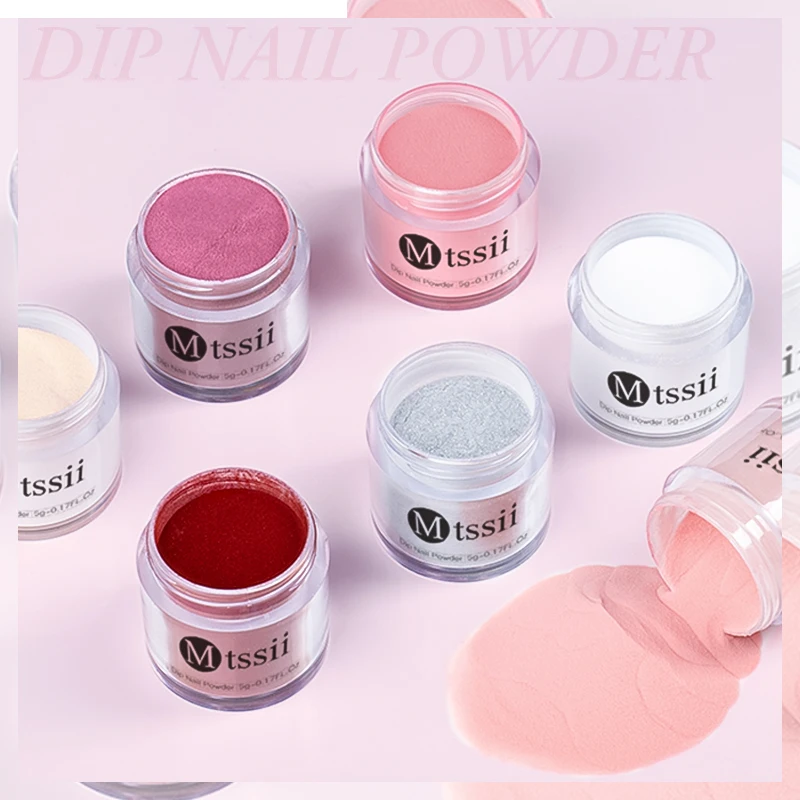 Mtssii 5g 9/14PCS Dipping Nail Powder Set Glitter Dust Nude Pink No Need Lamp Cure Natural Dry Long Lasting Dip Liquid Kits