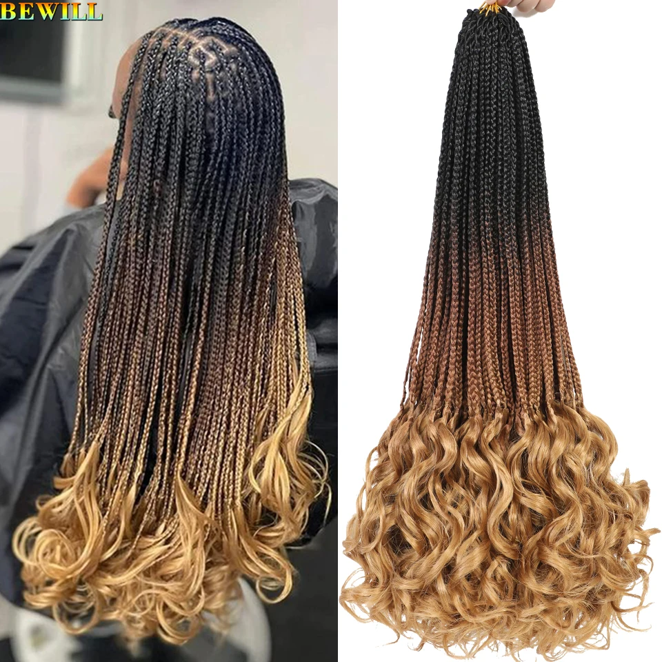 Ombre Brown to Blonde French Curl Crochet Braids 14”18”24” Bouncy Hair Synthetic French Curly Braiding Hair for Black Women Kids 3
