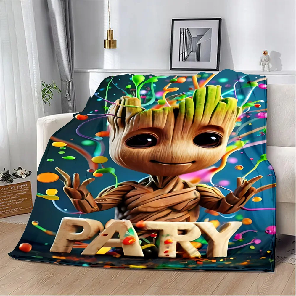Marvel Cute Groot Printed Blanket Picnic Blankets Warm Blanket Soft and Comfortable Blanket Home Travel Birthday Gift 4