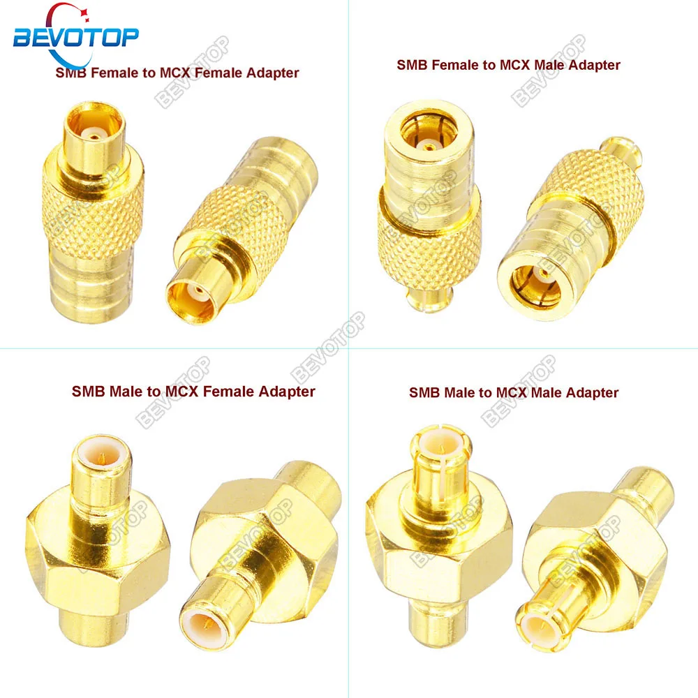 2pcs/lot 4 Type SMB to MCX RF Adapter Connectors DBA Car Aerial Adapter MCX to SMB for DAB+ Car Aerial Radio Kenwood Gold Plated