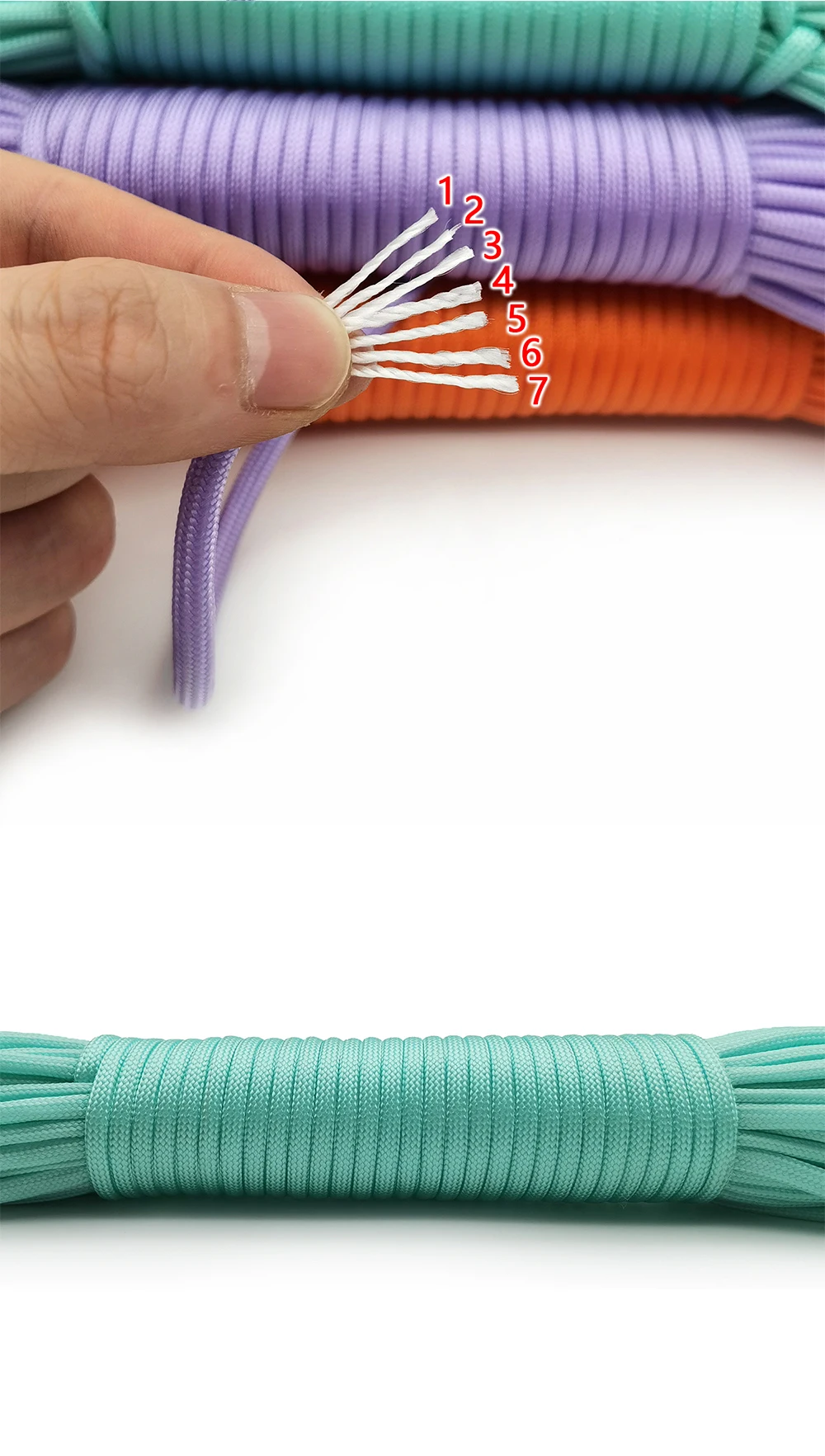Durchmesser 4 mm, Länge 5 m/10 m/31 m, 7 Standkerne, Paracord für Überleben, Fallschirmschnur, Lanyard, Campingseil, Wandern, Wäscheleine – Detail 2