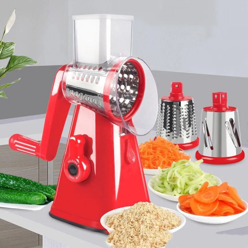 Multi-functional Vegetable Cutter Hand Drum Vegetable Cutter Slicer All-in-1 Stainless Steel Manual Hand Slicer Fruit Slicer Food Slicer Vegetable Shredder