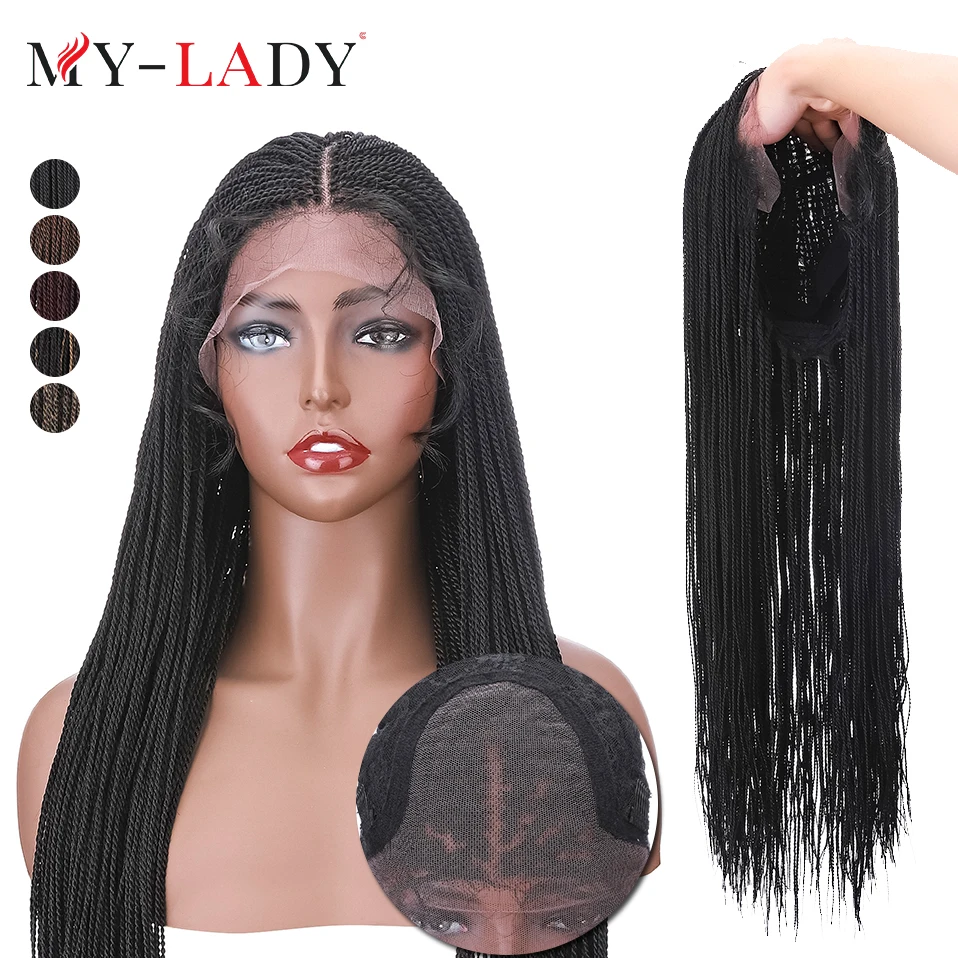 My-Lady 30inches Synthetic Braided Wigs With Baby Hair Afro For Black Woman People African Lace Front Wig Frontal Box Braid leather belt men s leather youth pin buckle first layer of pure leather black belt style simple wild young people belt