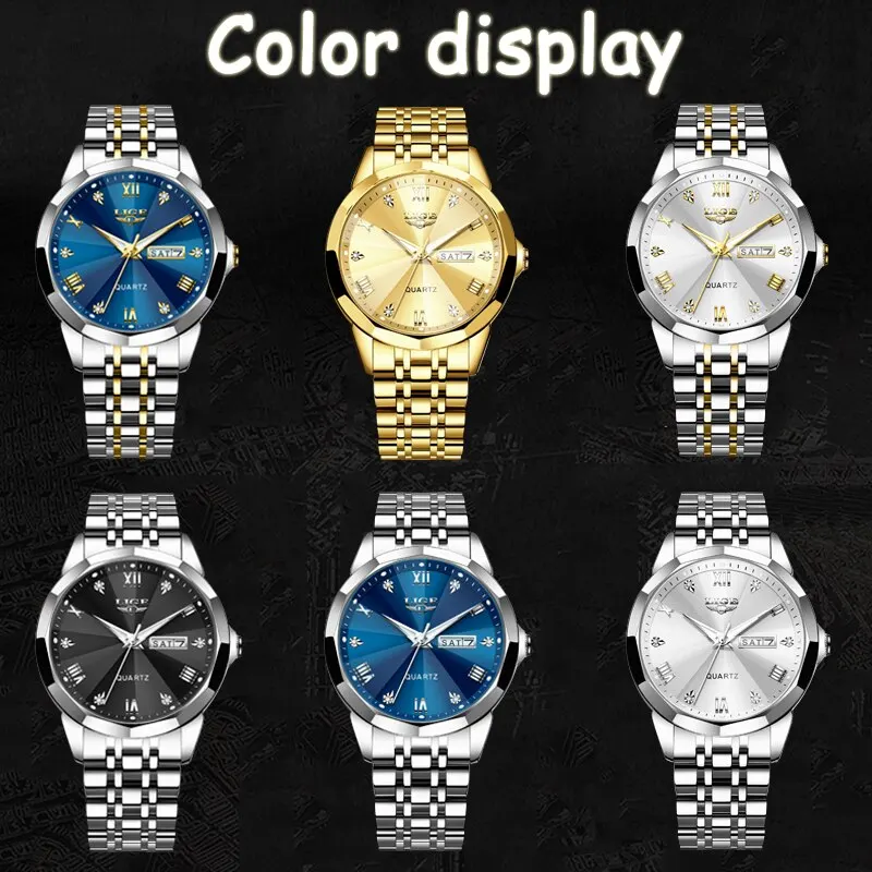 LIGE New Quartz Watch For Men Top Luxury All Steel Design Fashion Business Wristwatch Men Waterproof Watches Man Montre Homme