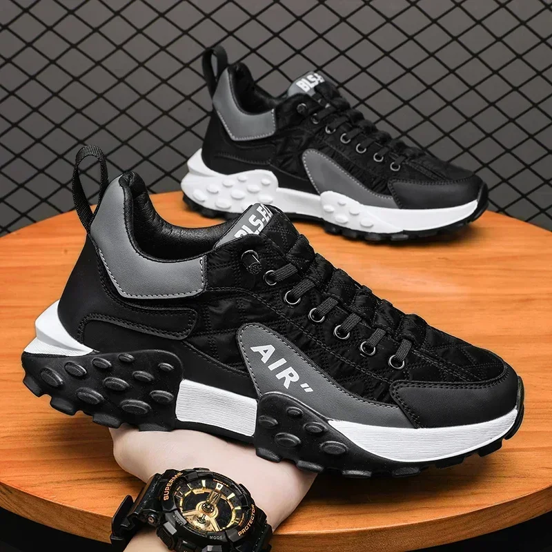 Stylish Men's Vulcanize Shoes for Leisure and Running in -2025/ Thick-Soled Casual Sneakers 4