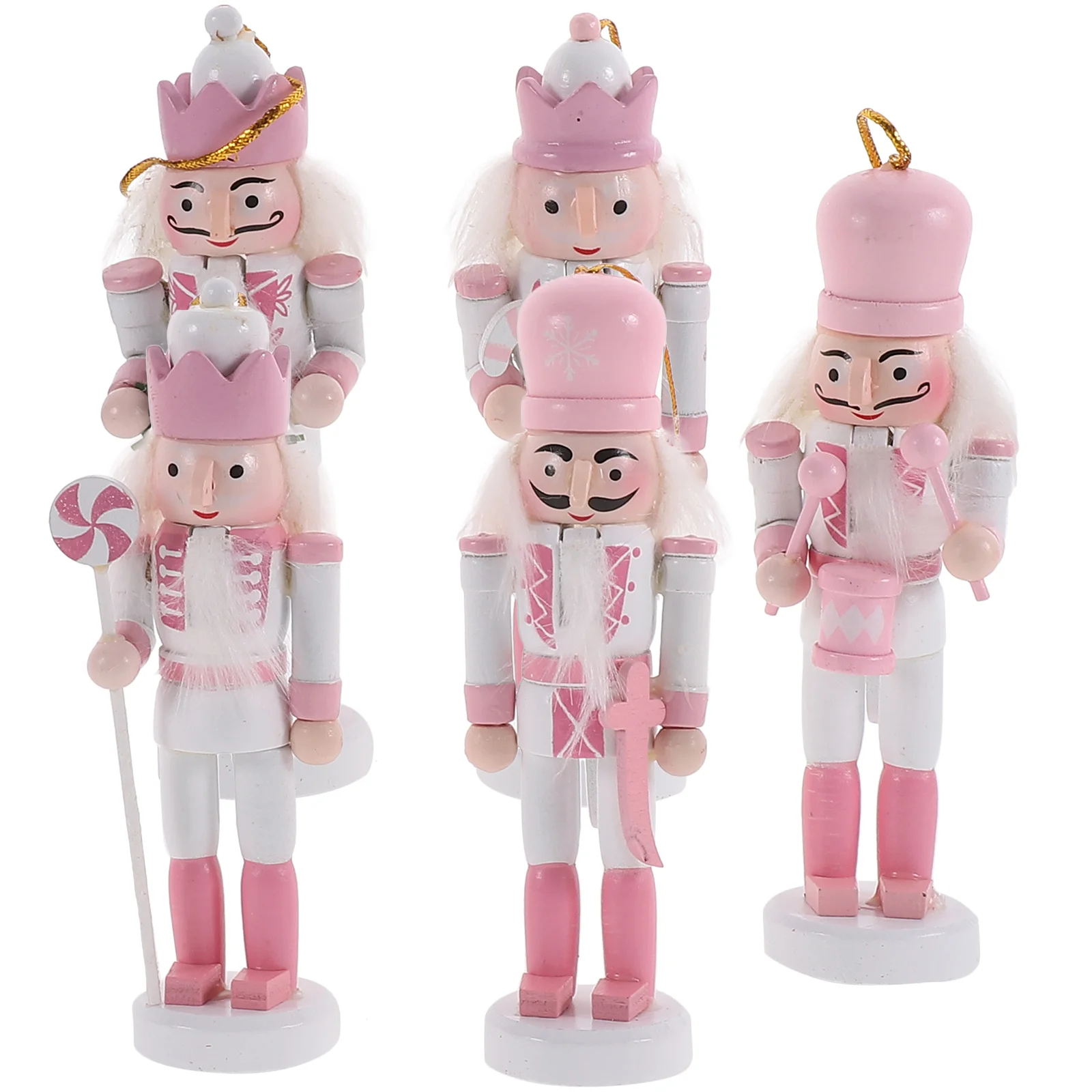 

Pink Christmas Decorations Kids Nutcracker Soldier Doll Wooden Pendants New Year Ornaments For Navidad Xmas Tree Hanging