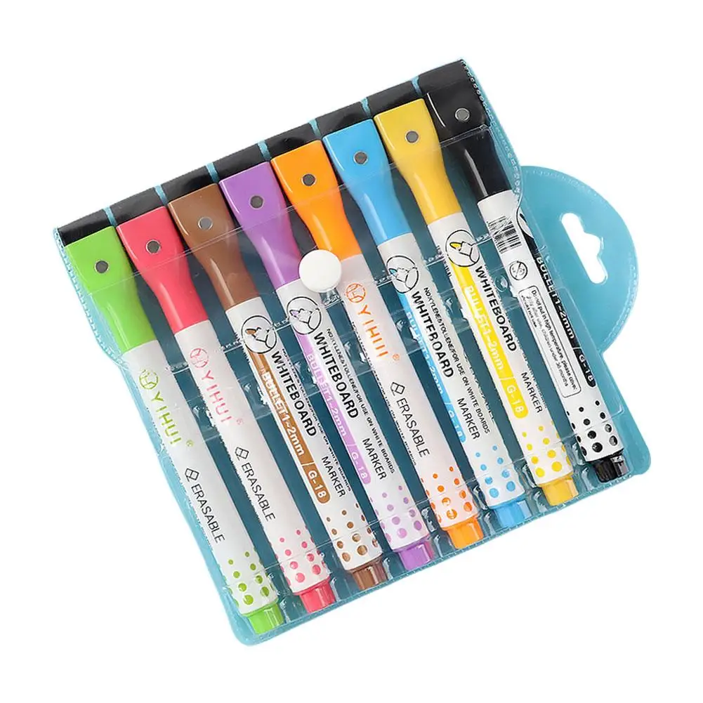 어린이 팁 지워지는 마그네틱 화이트보드 펜, 드라이 펜, 화이트보드 학생 펜, 페인팅 컬러 용품, 8 가지 색상, L5R6