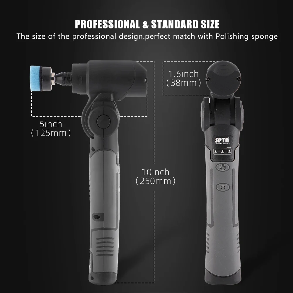 SPTA Cordless Mini Car Polisher 3.7V Micro Portable Scratches Killer Machine Rotary Dual Action Rechargable Auto Detailing