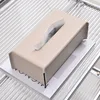 Nordic Style PU Leather Tissue Box Minimalist Design Waterproof Desktop Paper Holder for Living Room Bedroom Storage Organizer 2