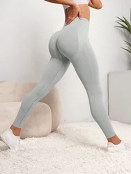 Women's Seamless High-Waist Hip-Lifting Sports Leggings - M (Light gray)
