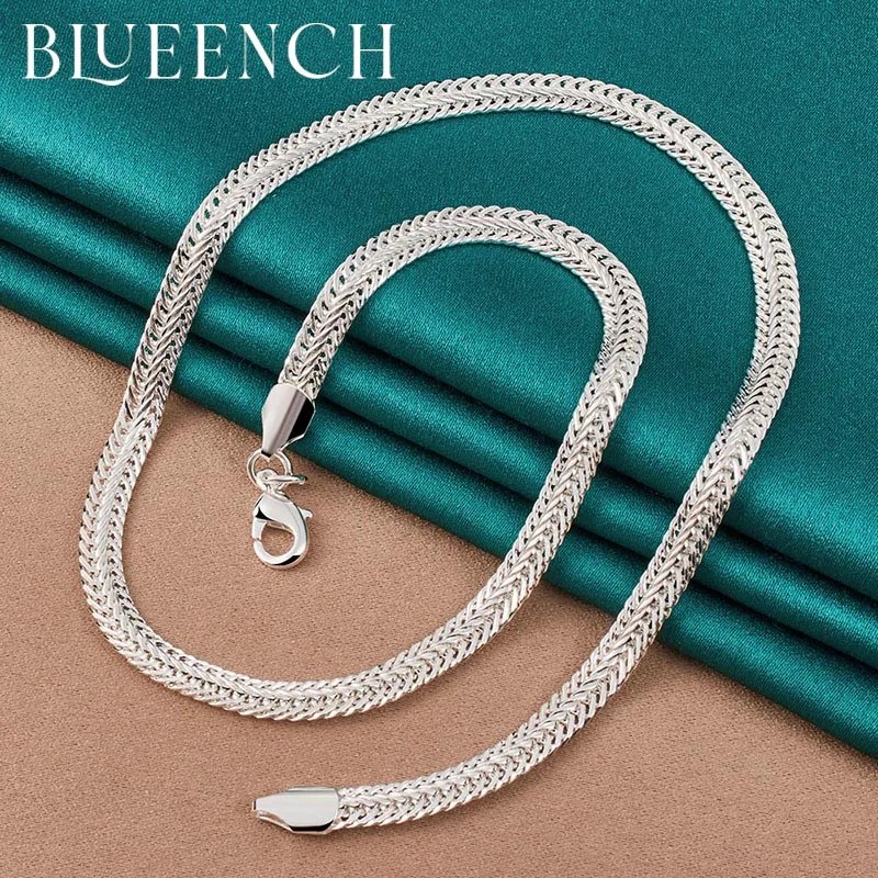 Blueench925SterlingSilverSnakeChainThickChainNecklaceforWomen