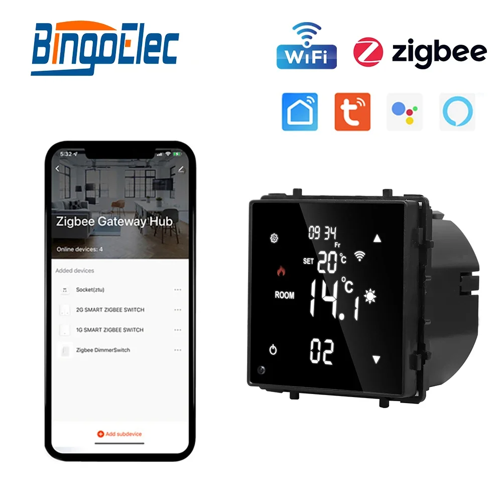 Smart Thermostat Smart Thermostat Socket Temperature Controller Wifi ZigBee Touch Screen Tuya Alexa Google App Electric Water Floor Heating