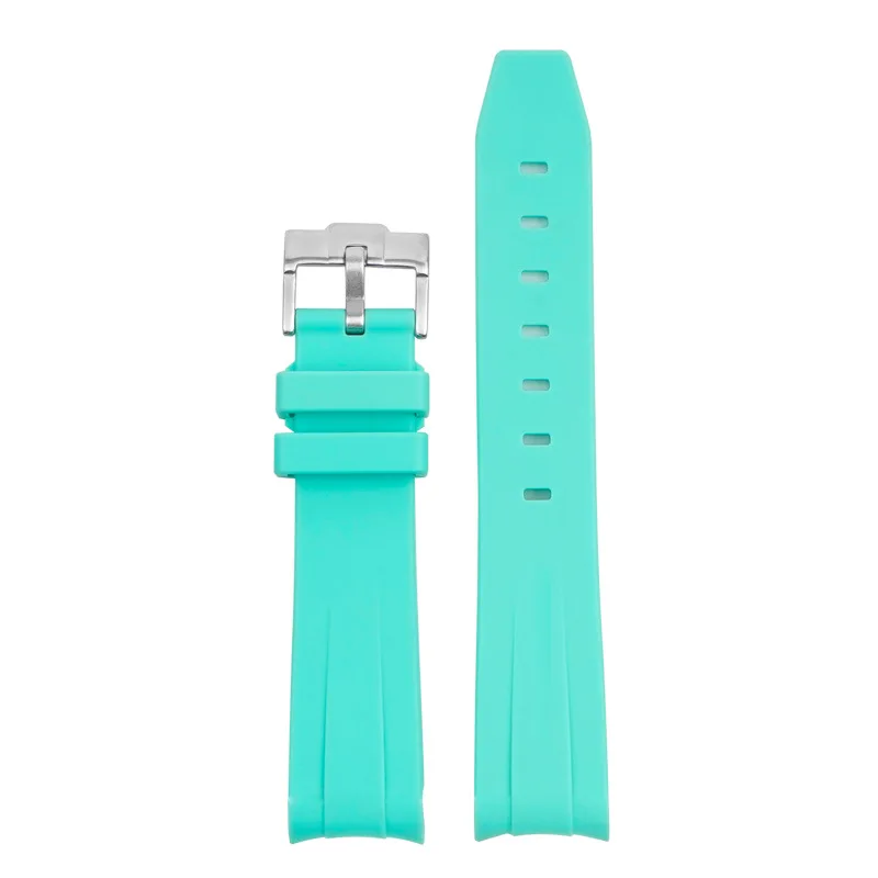 Silicone Diving Sport Watch Band - Curved End TPU Rubber Strap 20mm