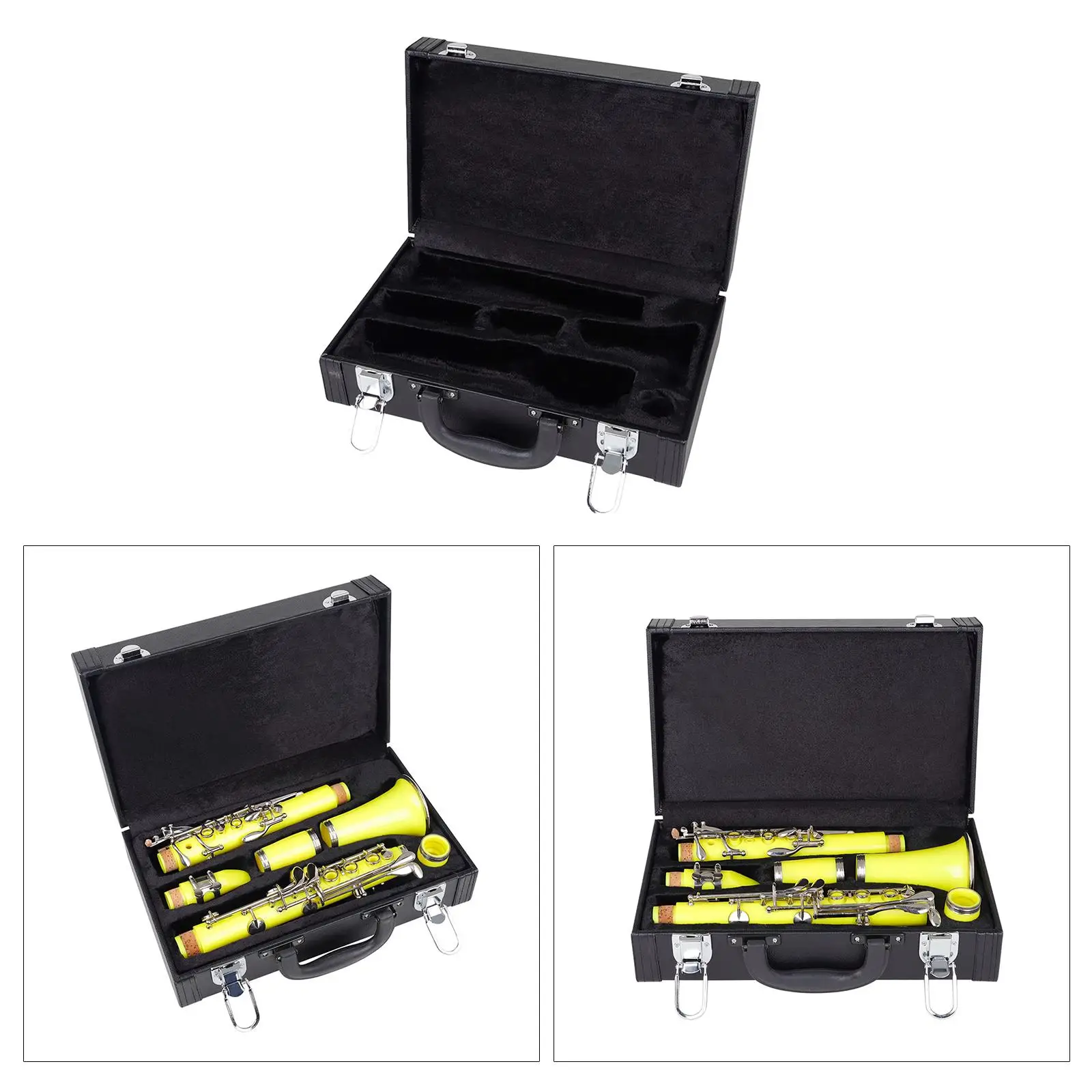 PU Leather Clarinet Storage Case Black Tube Padded Box Easy Grip Dustproof