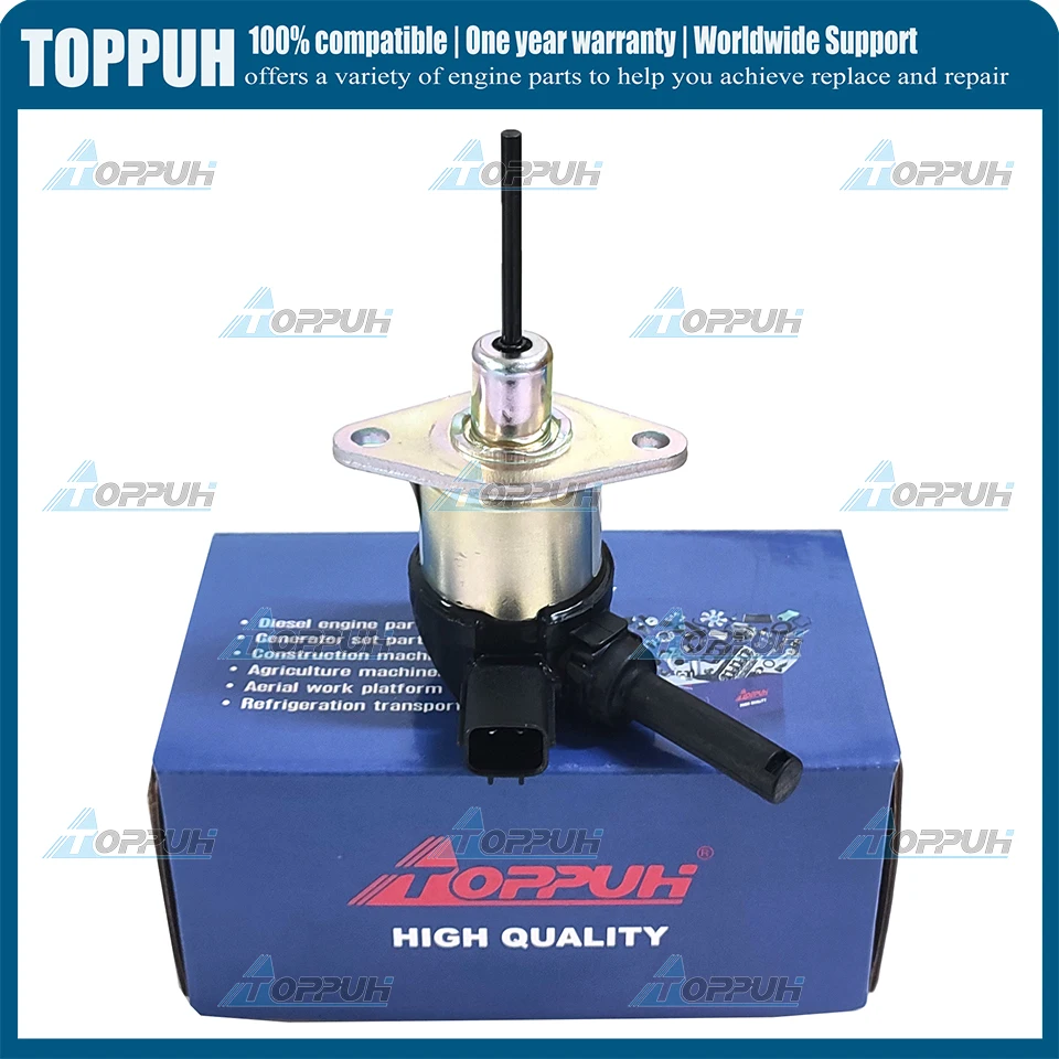Fuel Stop Solenoid 12V for Kubota D1503 D1703 D1803 V2003 V2203 V2403 Excavator
