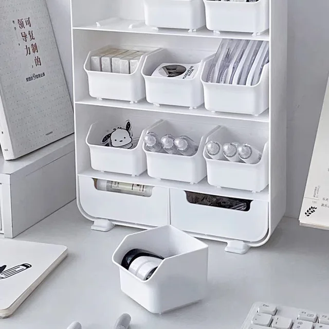 다용도 풀아웃 보관함 - 데스크탑 정리함 및 문구 화장품 정리함