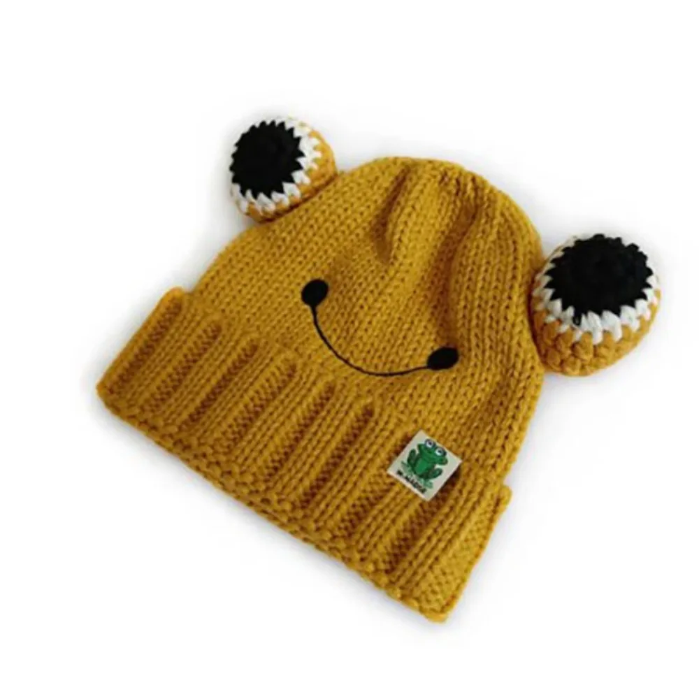

Soft and Skin Friendly Cute Baby Knitted Hat Windproof Breathable Warm Adjustable Newborn Baby Cap Wool Warm Ear Baby Beanie Cap