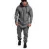 Men Jumpsuit Solid Long Sleeve Hooded Thick Playsuits Male Zipper Hoodies Romper Autumn One Piece Sets Casual Straight 2
