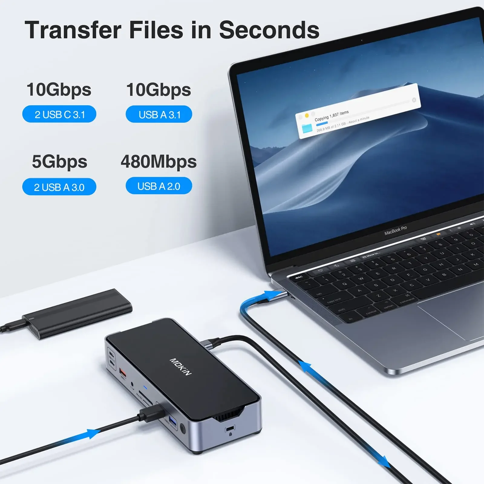 도킹 스테이션 USB C-듀얼 HDMI 어댑터, MOKiN USB C 허브, 윈도우용 듀얼 HDMI 모니터, 듀얼 HDMI USB C 어댑터, USB3.0