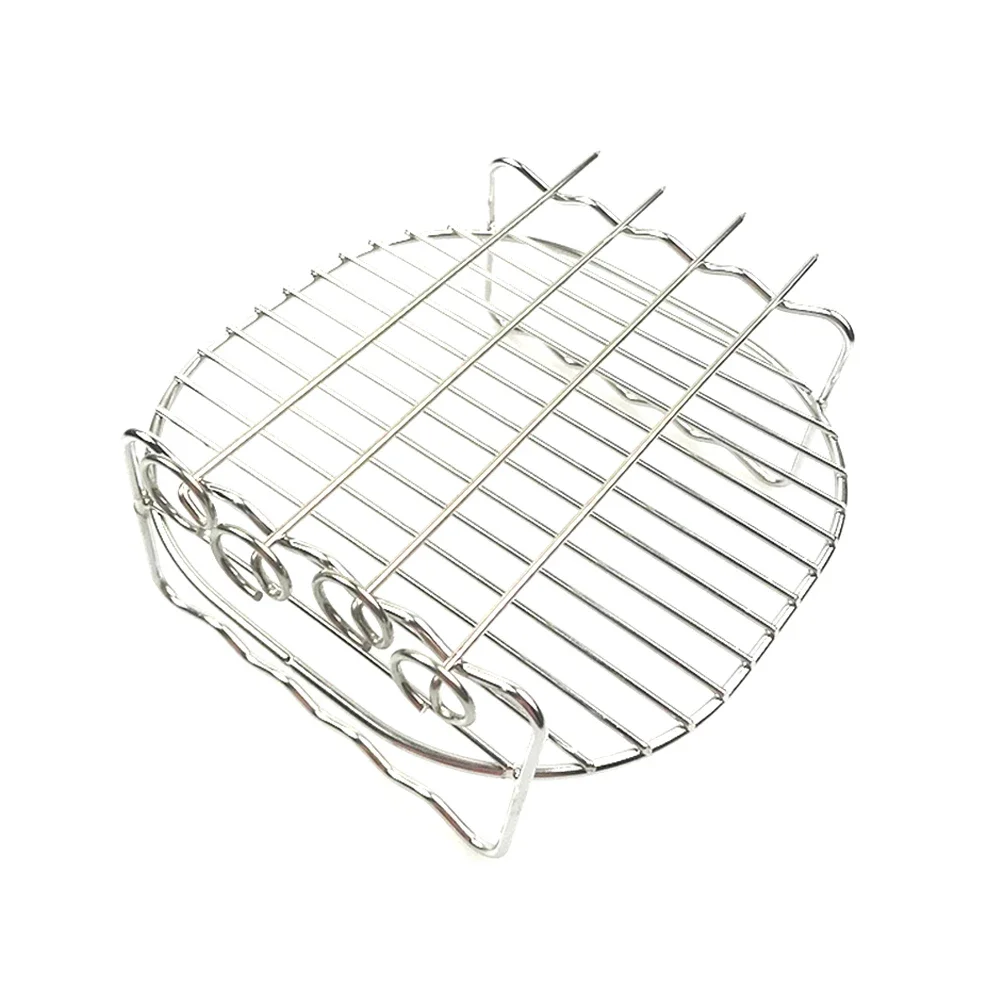 Baking Tray Skewers Air Fryer Stainless Steel Holder BBQ Rack Double Layer Grill Baking Tray Replacement Barbecue Kitchen Tools