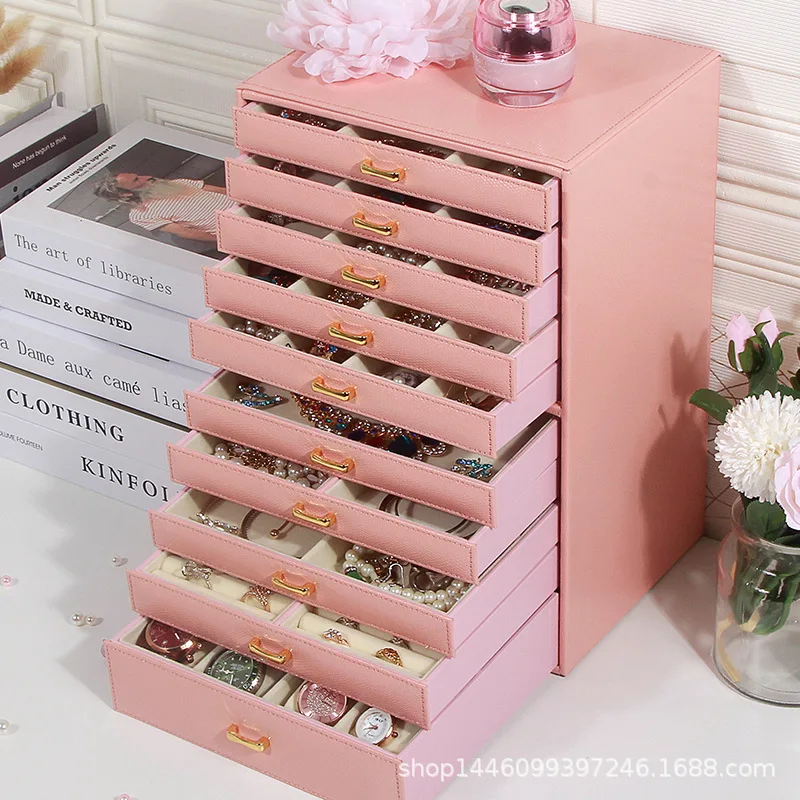 Big Size Jewelry Box Drawer Ring Necklace Earrings Jewelry Boxes Organizer Bangles Tray Display Accessories Separator Storage