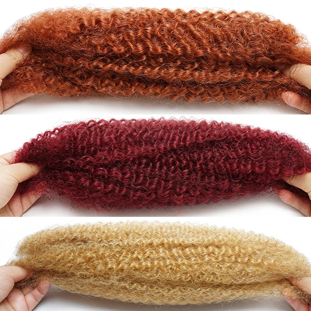 Afro Kinky Bulk Human Hair Bulk for Braiding Double Drawn Mini Twist Microlocs Boho Hot Braids Hair Extension Black Blonde
