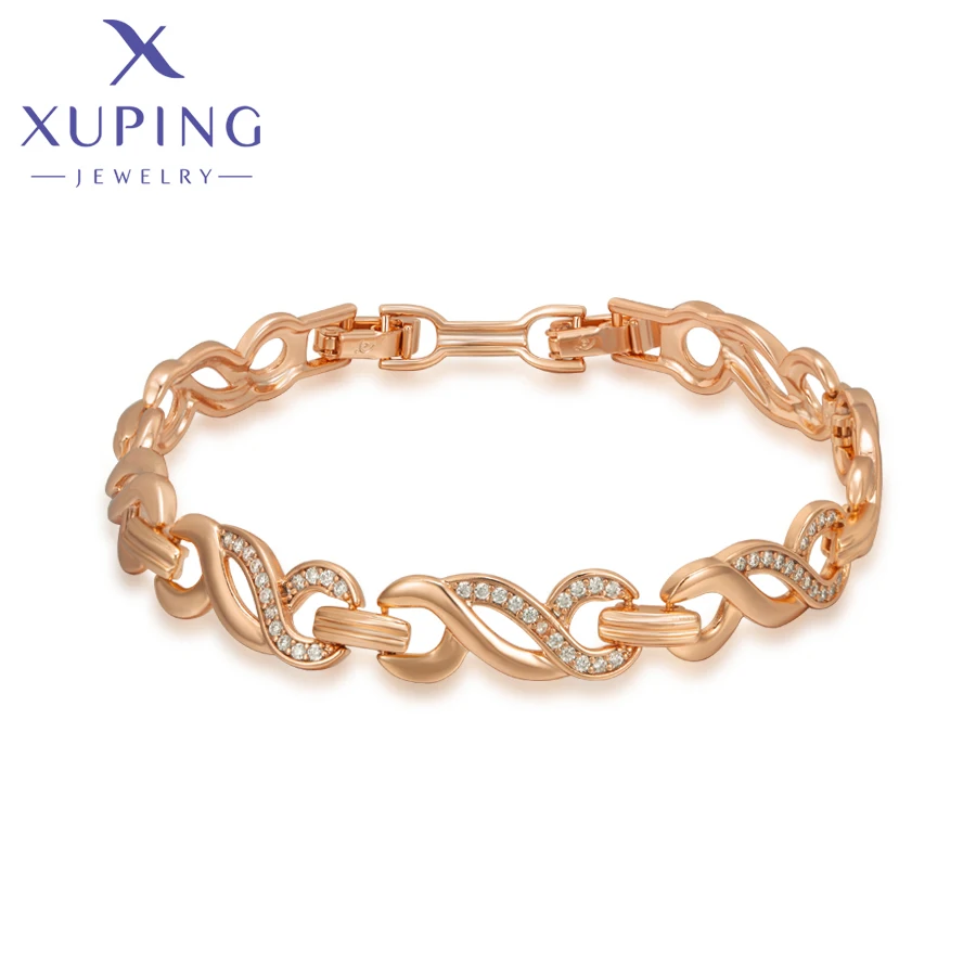 Xuping Jewelry New Arrival Trendy Charm Hand Bracelet for Women Love Birthday Copper Alloy White Stone Gift X000694478