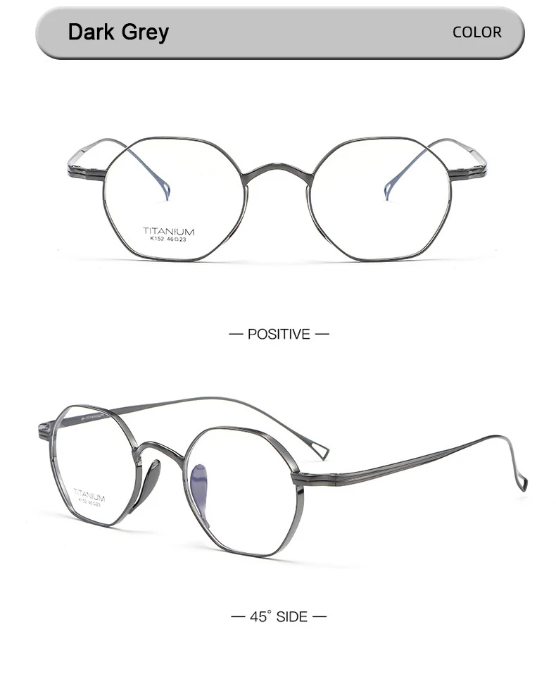 Pure Titanium Eyeglasses - Handmade Retro Polygonal Frames Small Frame Glasses