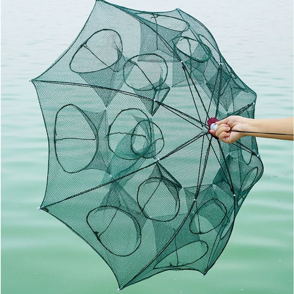

Strengthened Umbrella Cage Shrimp Cage 4-8 Holes Automatic Trap Fishing Net Nylon Foldable Fish Trap Cast Nets Moving Network