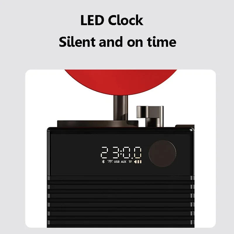High-quality Modern Bluetooth 5.3 Speaker Home LED Clock Subwoofer Retro Vinyl Record Ornament Music Box Creative Christmas Gift