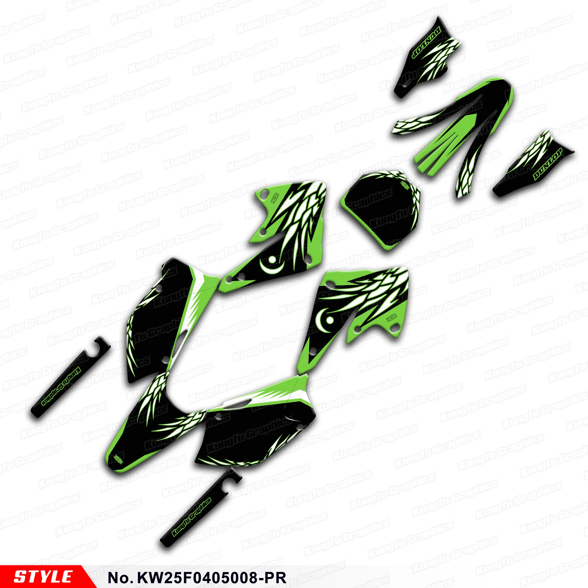 

Aftermarket Personalised Stickers Vehicle Vinyl Wrap Decals for Kawasaki KX250F 2004-2005, KW25F0405008-PR