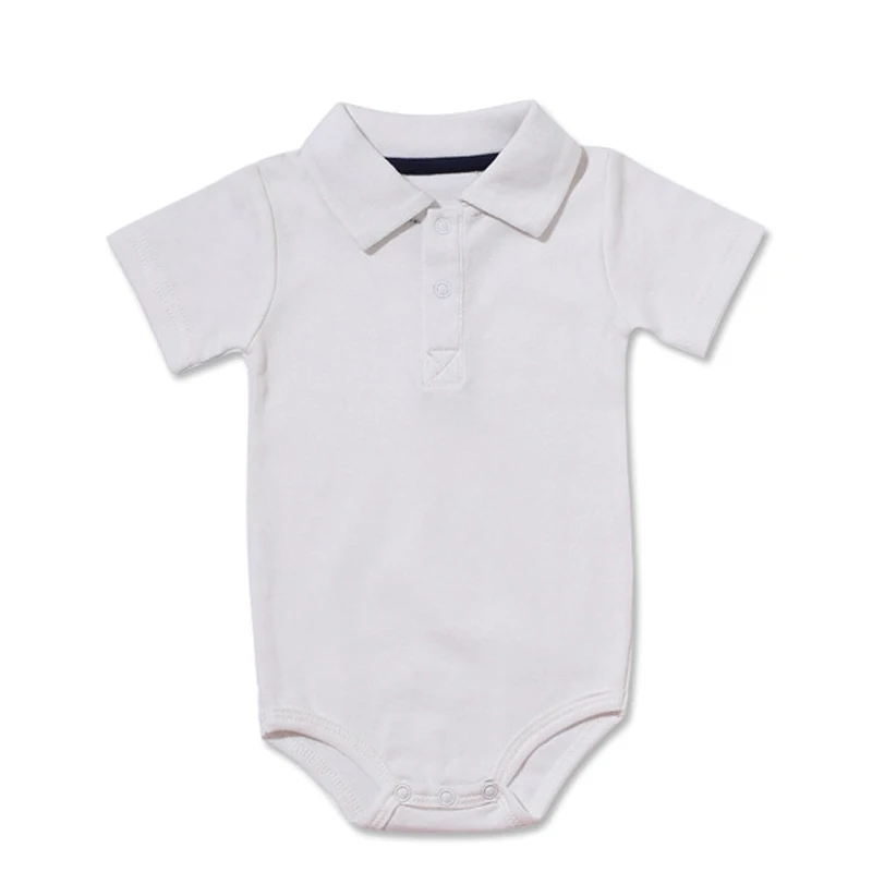 Summer Baby Clothes Newborn 0-24 Months Cotton Solid Color Lapel Short Sleeve Polo Shirt Boy Tees