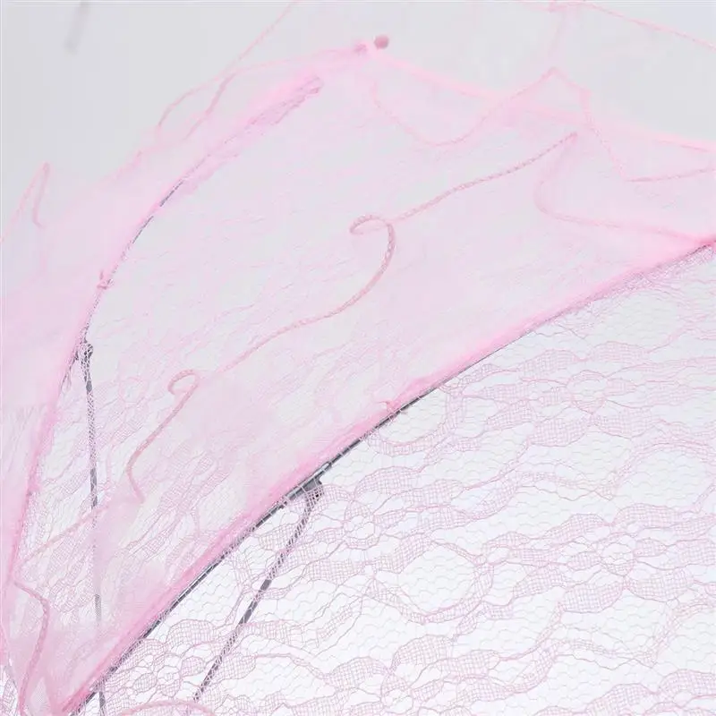 Stylish Western Style Umbrella Lace Fleur Parasol Decoration Wedding Bride Umbrella-Size Small (Pink) bridal lace parasol set
