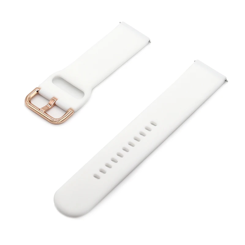 Rose Gold Buckle Silicone Wristband Strap, 20mm/22mm