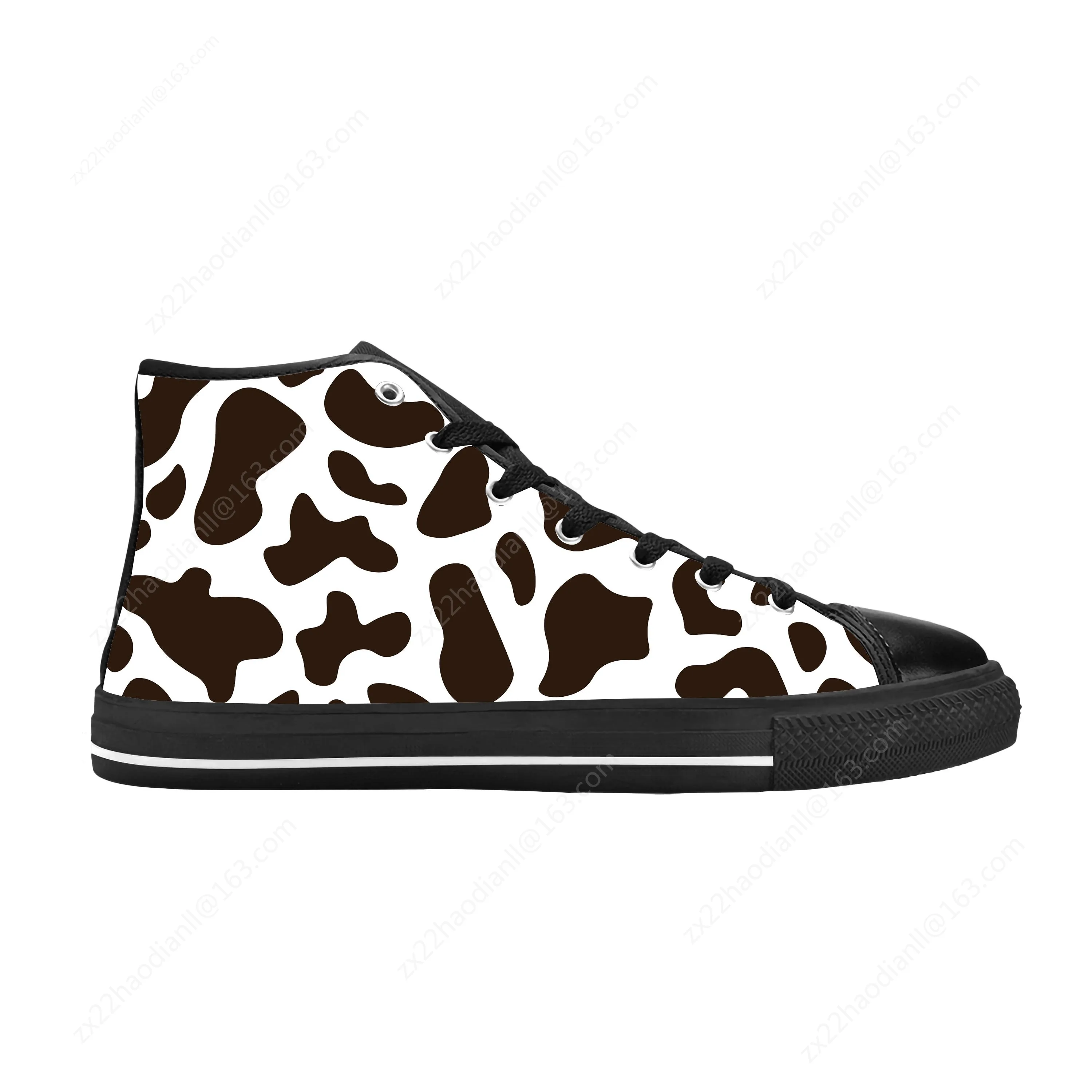 Animal Cow Print Pattern Anime Cartoon Manga Cool Casual Cloth Shoes High Top Comfortable Breathable 3D Print Men Women Sneakers