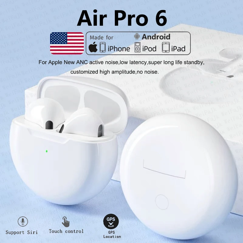 

Original Air Pro 6 TWS Wireless Bluetooth In Ear Earphones Pods Earbuds Earpod Headset For Xiaomi Lenovo Apple iPhone Headphones