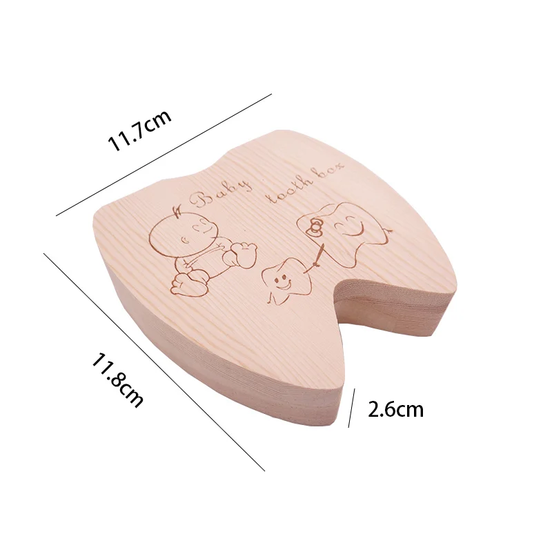 Baby Tooth Box Wooden Storage Case for Boys Girls Teeth Souvenirs