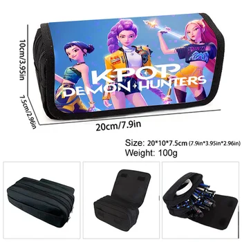 Kpop Demon Hunters Borsa per penne con patta completamente stampata Scatola per cancelleria Astuccio per matite Borsa per studenti della scuola primaria e secondaria Cartone animato 1