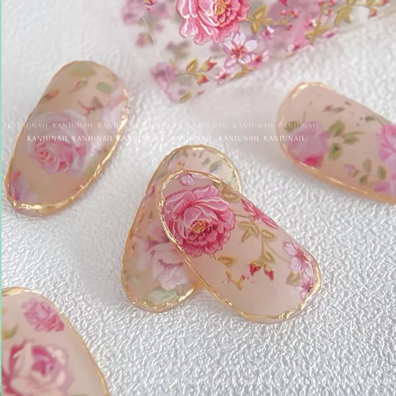 Nail stickers nail art decoration nail decals flower stickers 1Pc 100cm Flower Nail Foils Transfer Paper Floral Stickers Rose Nails Wraps Tulip Nail Art Decorations