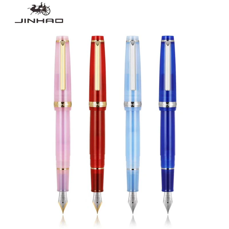 Jinhao 82 DIY Transparency Fountain Pen Acrylic Ink Spin Golden EF/F Nib Elegante Business Office School Supplies Writing Pen fountain pen