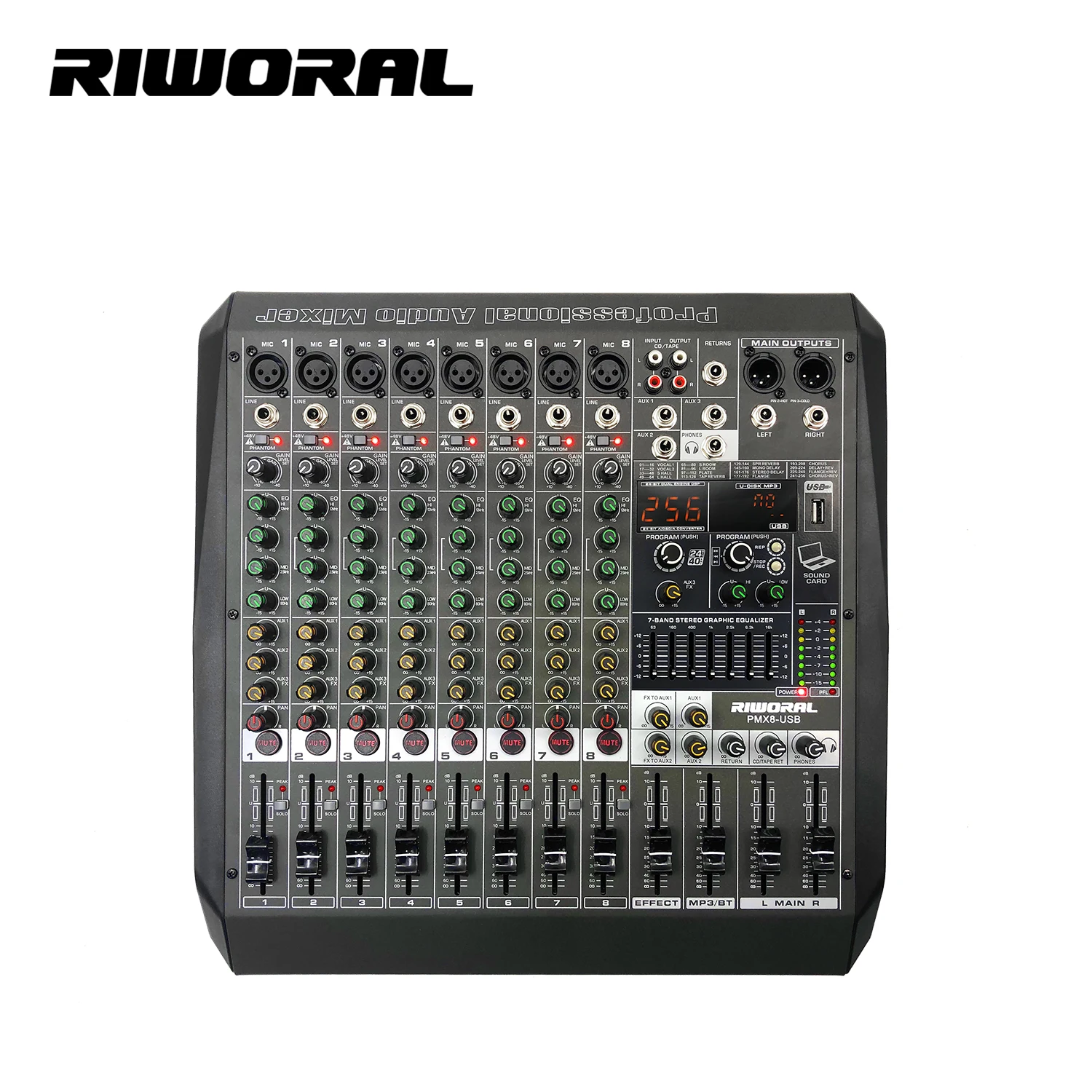 

PMX8 factory direct sales performance stage audio speaker mixer 8 channels 256DSP 48V professional audio mixer